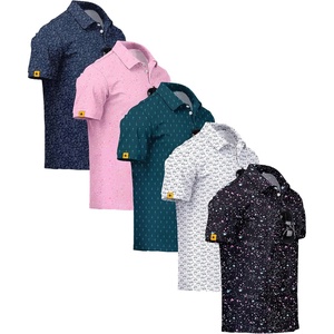 ZITY 5 Pack Mens Golf Shirt Short Sleeve UPF 50+ Print Patterns Casual Polo(Navy Pinkwhite Tealblue White Black)
