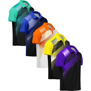 ZITY 5 Pack Mens Golf Shirt Short Sleeve UPF 50+ Print Patterns Casual Polo(Purple Yellow Orange Blue Green)