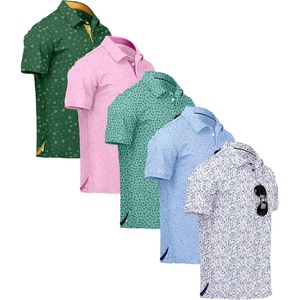 ZITY 5 Pack Mens Golf Shirt Short Sleeve UPF 50+ Print Patterns Casual Polo(White Paleblue Green Rose Forestgreen)