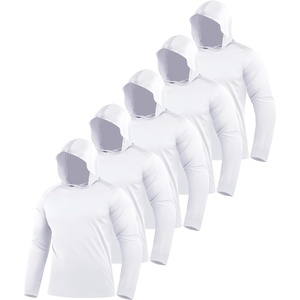 ZITY 5 Pack Men’s Sun Protection Long Sleeve Hoodie Shirts UPF 50+ Fishing Shirts Lightweight Athletic Rash Guard Sweatshirts(5 White)