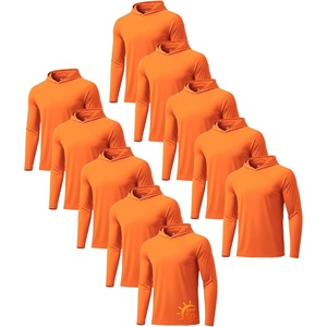 ZITY 5 Pack Mens UPF 50+ Hoodie Long Sleeve Shirt Sun Fishing Shirts(10 Pack: 10pcs Orange)