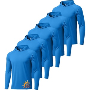 ZITY 5 Pack Mens UPF 50+ Hoodie Long Sleeve Shirt Sun Fishing Shirts(5 Pack: 5pcs Sky Blue)