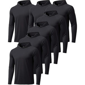 ZITY 5 Pack Mens UPF 50+ Hoodie Long Sleeve Shirt Sun Fishing Shirts(7 Pack: 7pcs Black)