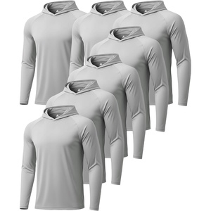 ZITY 5 Pack Mens UPF 50+ Hoodie Long Sleeve Shirt Sun Fishing Shirts(7 Pack: 7pcs Light Gray)