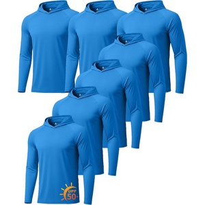 ZITY 5 Pack Mens UPF 50+ Hoodie Long Sleeve Shirt Sun Fishing Shirts(7 Pack: 7pcs Sky Blue)