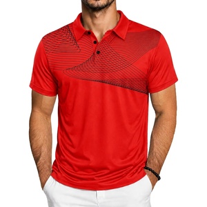 ZITY Golf Polo Shirts for Men Short Sleeve UPF 50+ Athletic Tennis T-Shirt(Red Black)
