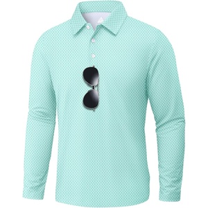 ZITY Long Sleeve Polo Shirts for Men Print Golf Shirts UPF 50+ Lightweight Casual Collared Shirts for Men Work Fish Outdoor(Pattern Green)