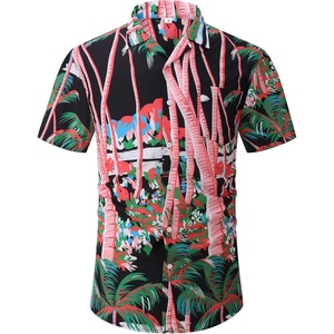 ZITY Men’s Casual Short-Sleeve Shirt Button Down Shirt Casual Beach Clothes(Green 1)