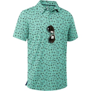 ZITY Men’s Golf Shirts Short Sleeve Print Patterns Casual Collared Polo(Light Green Tree)
