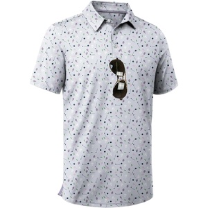 ZITY Men’s Golf Shirts Short Sleeve Print Patterns Casual Collared Polo(Light Purple Strawberry)