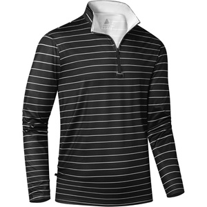 ZITY Men’s Printed Quarter Zip Pullover UPF 50+ Long Sleeve Golf Shirt(Black White Stripe)
