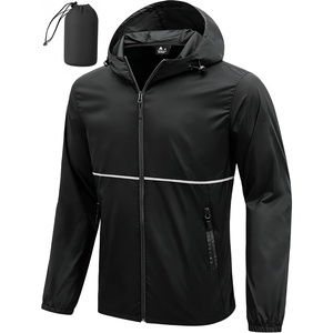 ZITY Men’s Rain Jacket Waterproof Lightweight Packable Raincoat(Black)