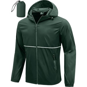 ZITY Men’s Rain Jacket Waterproof Lightweight Packable Raincoat(Dark Green)