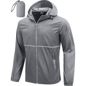 ZITY Men’s Rain Jacket Waterproof Lightweight Packable Raincoat(Grey)