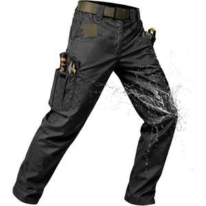 ZITY Men’s Tactical Work Cargo Pants Ripstop Water Resistant 9 Pocket(Black)
