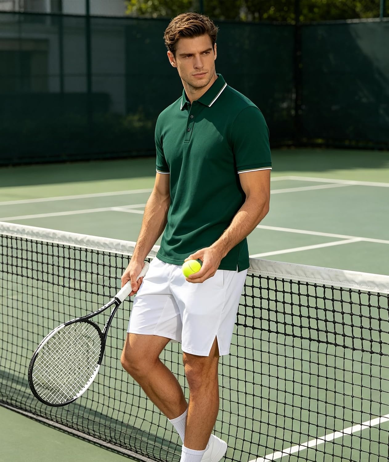 image:imageZITY 3 Pack Men Polo Shirts Short Sleeve Golf Shirts Casual TShirtsBlackforest Greenred