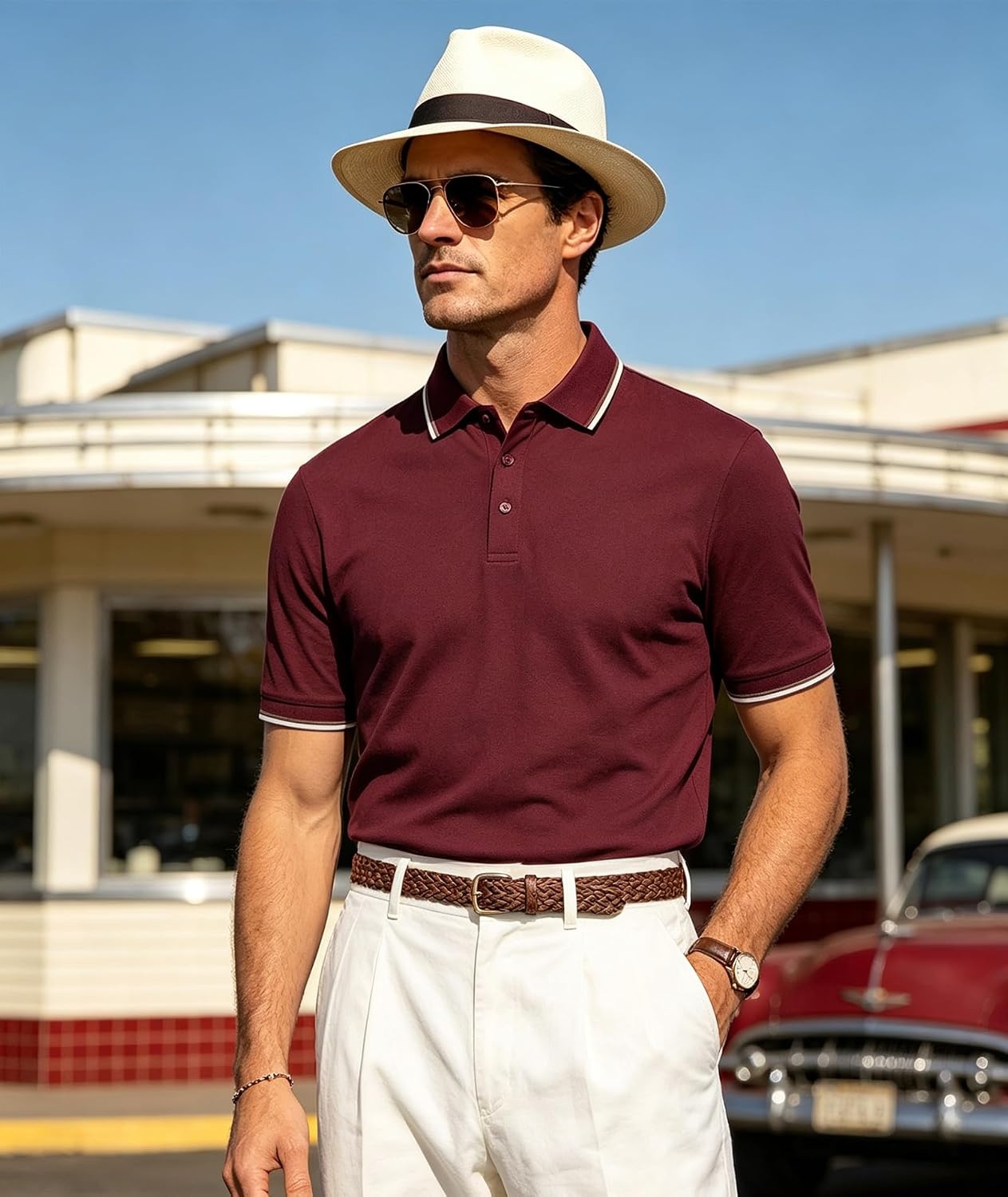 image:imageZITY 3 Pack Men Polo Shirts Short Sleeve Golf Shirts Casual TShirtsNavyblackred