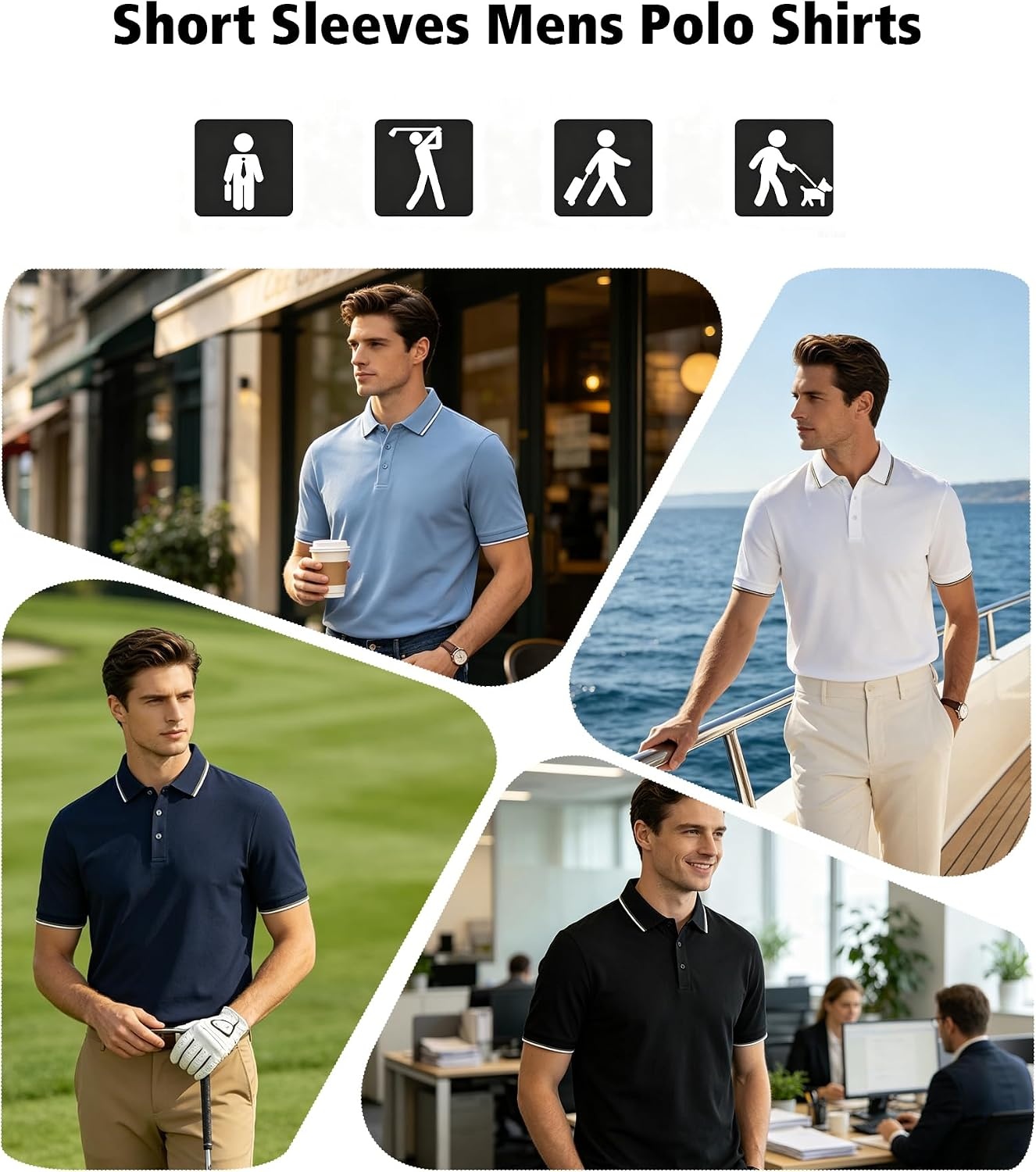 image:imageZITY 3 Pack Men Polo Shirts Short Sleeve Golf Shirts Casual TShirtsNavynavynavy