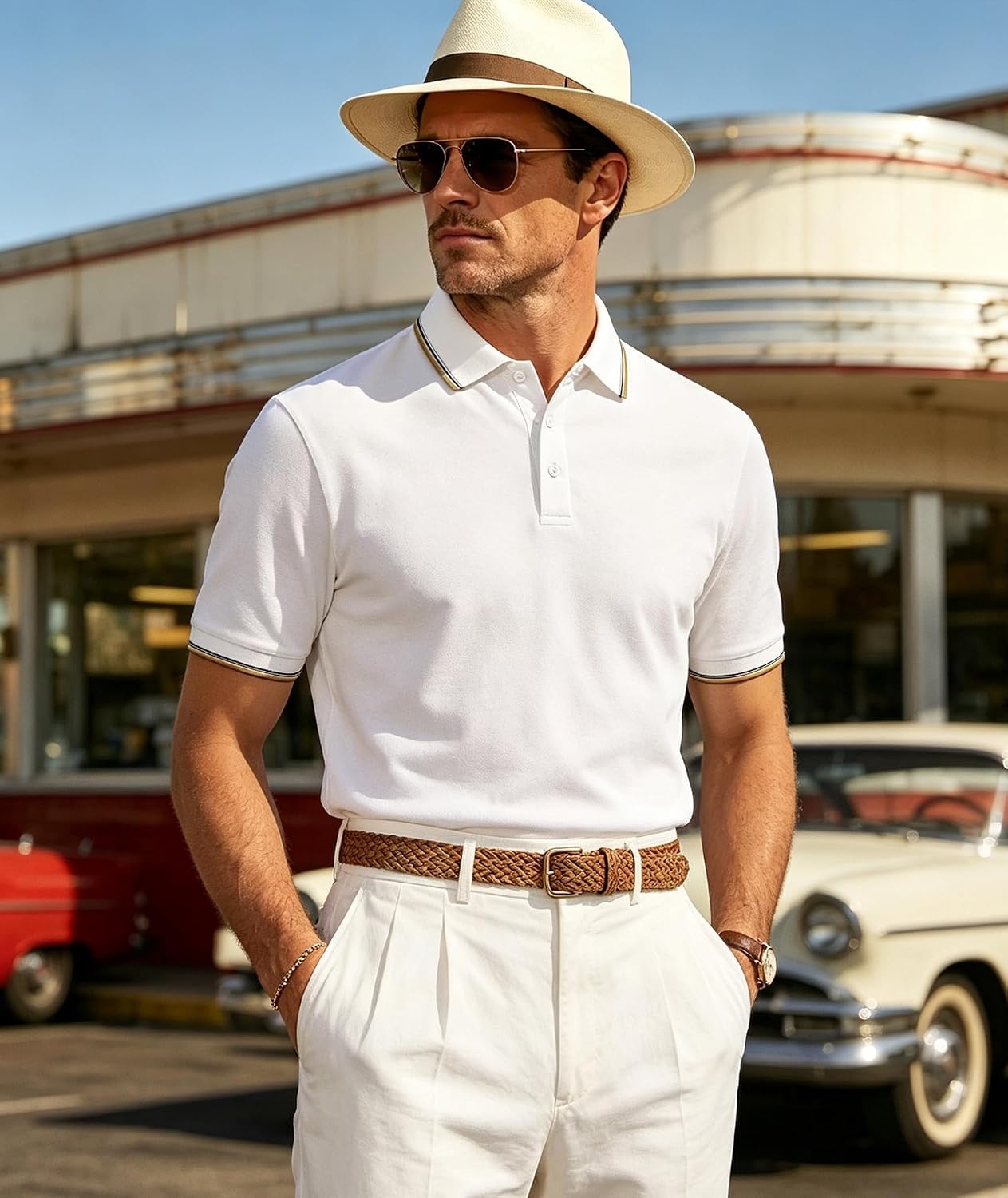 image:imageZITY 3 Pack Men Polo Shirts Short Sleeve Golf Shirts Casual TShirtsNavywhitemoonblue