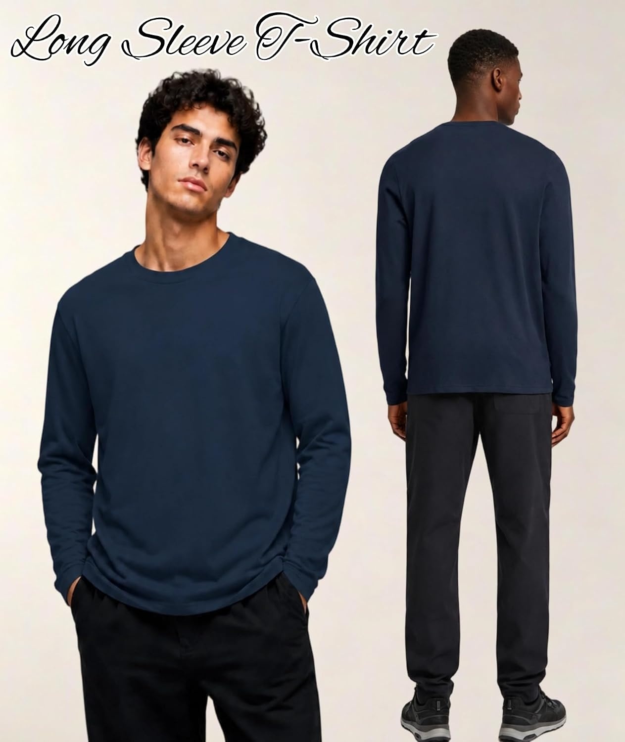 image:imageZITY 5 Pack Cotton Long Sleeve TShirt Crew Neck Basic Undershirts Soft Casual Breathable Shirts TopsBlack2grey2navy1