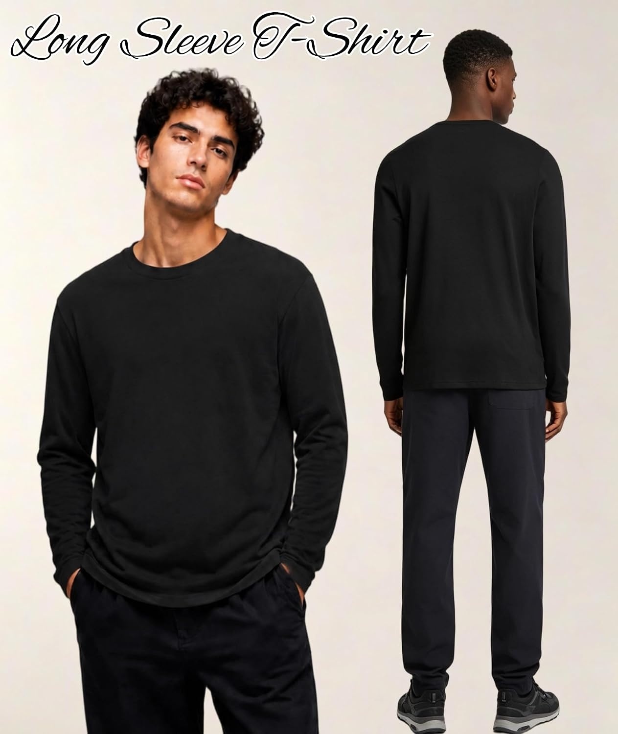 image:imageZITY 5 Pack Cotton Long Sleeve TShirt Crew Neck Basic Undershirts Soft Casual Breathable Shirts TopsBlack3white2