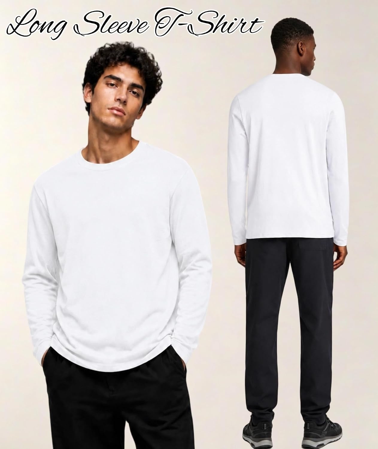image:imageZITY 5 Pack Cotton Long Sleeve TShirt Crew Neck Basic Undershirts Soft Casual Breathable Shirts TopsWhite5