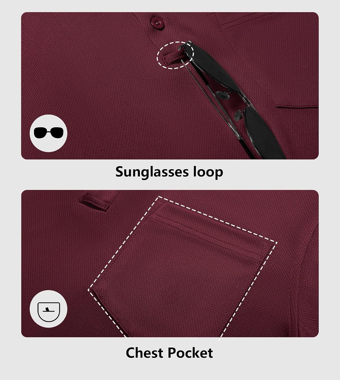 image:imageZITY 7 Pack Mens Polo Shirts with Pocket Moisture Wicking Short Sleeve Outdoor Golf Athletic Work Multipack ShirtsZwine Red