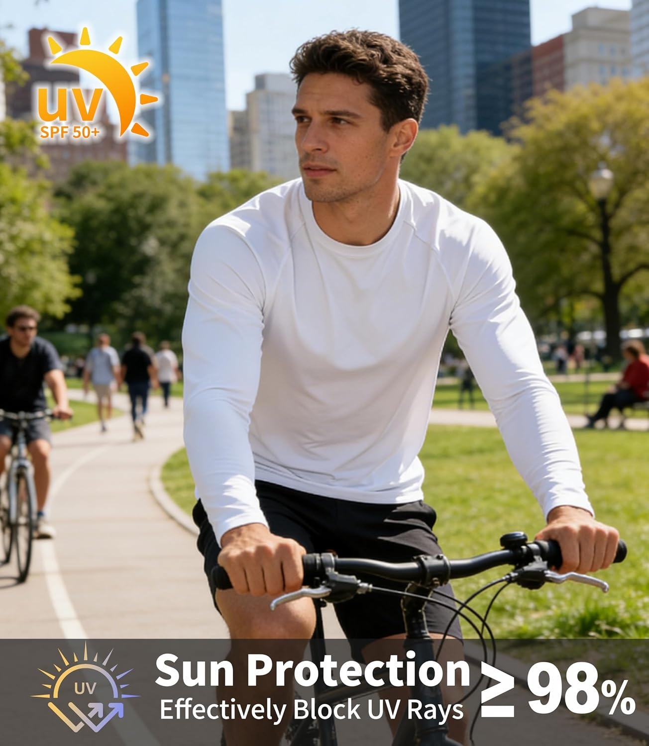 image:imageZITY Long Sleeve Shirts for Men UPF 50 Moisture Wicking Workout5 Packlight Blue2WhiteLight Grey2