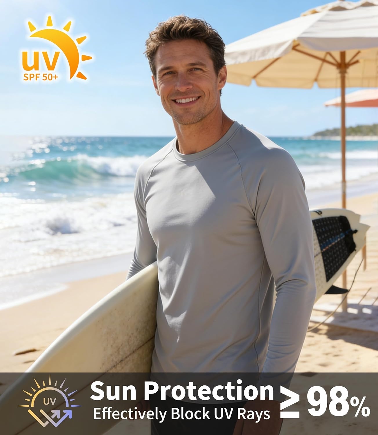image:imageZITY Long Sleeve Shirts for Men UPF 50 Moisture Wicking Workout5 Packlight Blue2WhiteLight Grey2