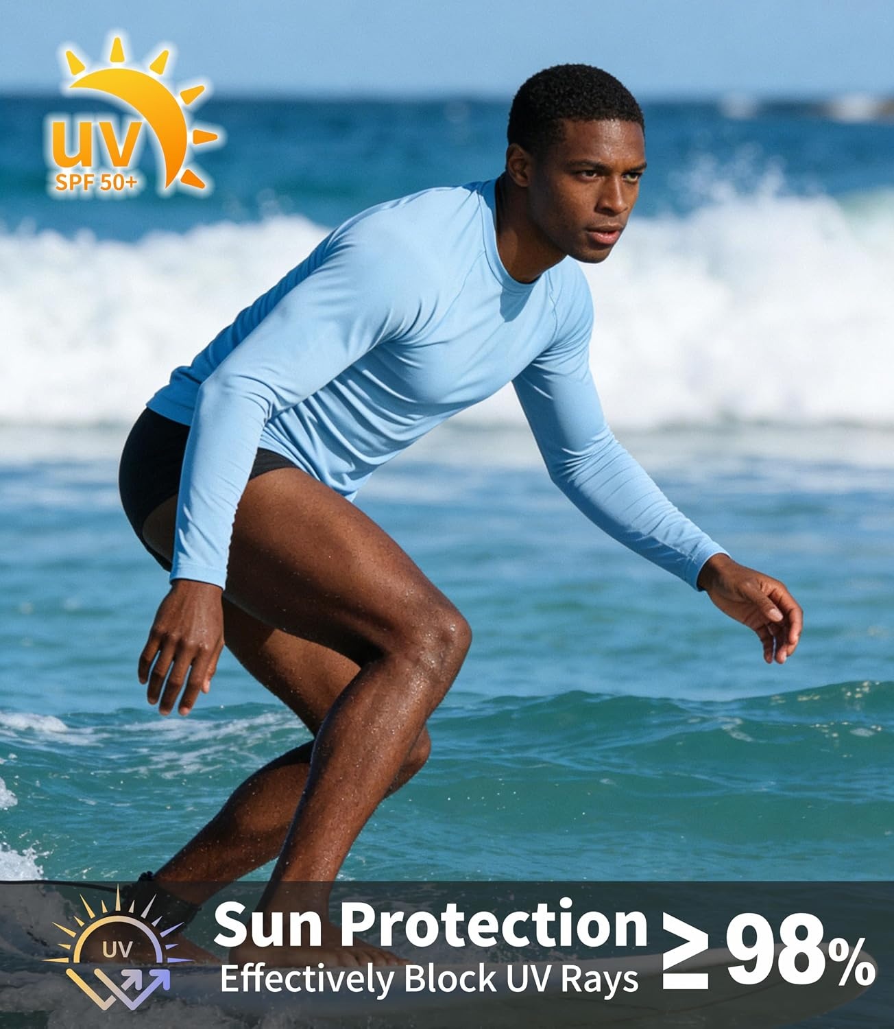 image:imageZITY Long Sleeve Shirts for Men UPF 50 Moisture Wicking Workout5 Packlight Blue5
