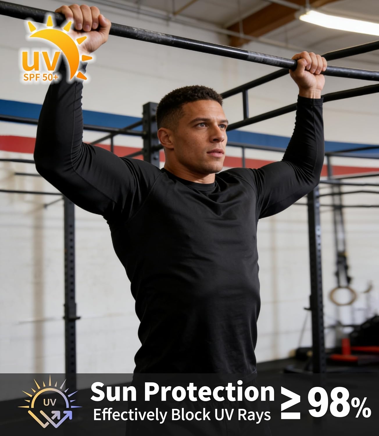 image:imageZITY Long Sleeve Shirts for Men UPF 50 Moisture Wicking Workout5 Packlight BlueWhiteLight GreyDark BlueBlack
