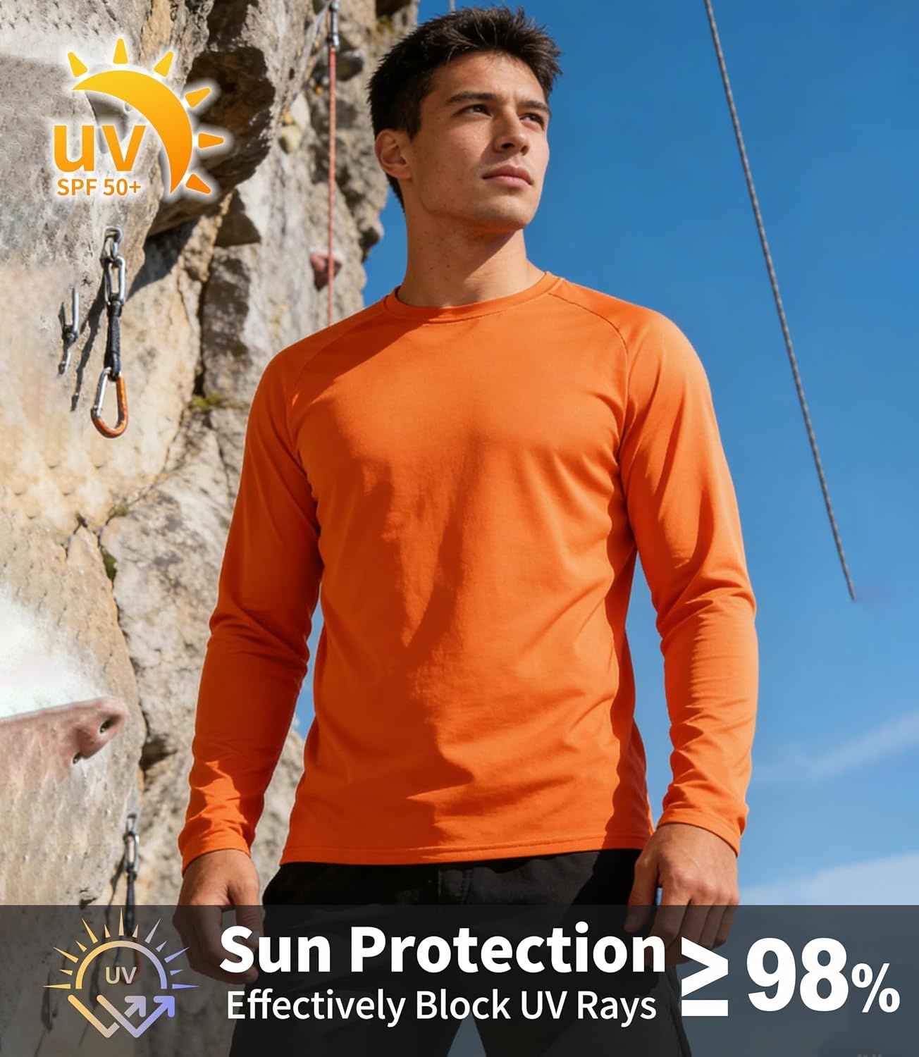 image:imageZITY Long Sleeve Shirts for Men UPF 50 Moisture Wicking Workout5 Packlight BlueWhiteLight GreyOrangeNeon Green