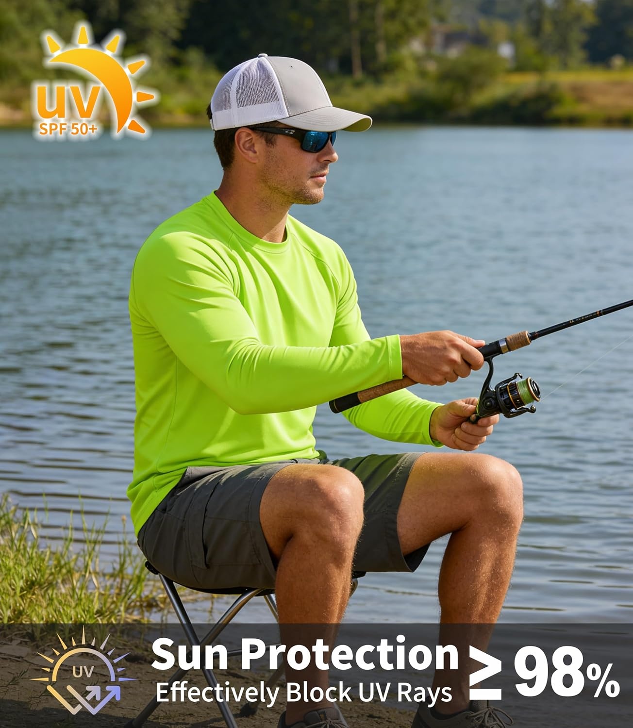 image:imageZITY Long Sleeve Shirts for Men UPF 50 Moisture Wicking Workout5 Packneon Green3Orange2