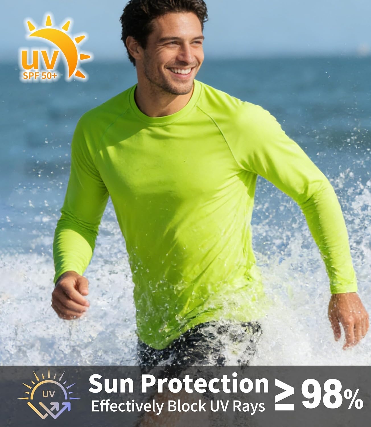 image:imageZITY Long Sleeve Shirts for Men UPF 50 Moisture Wicking Workout5 Packneon Green3Orange2