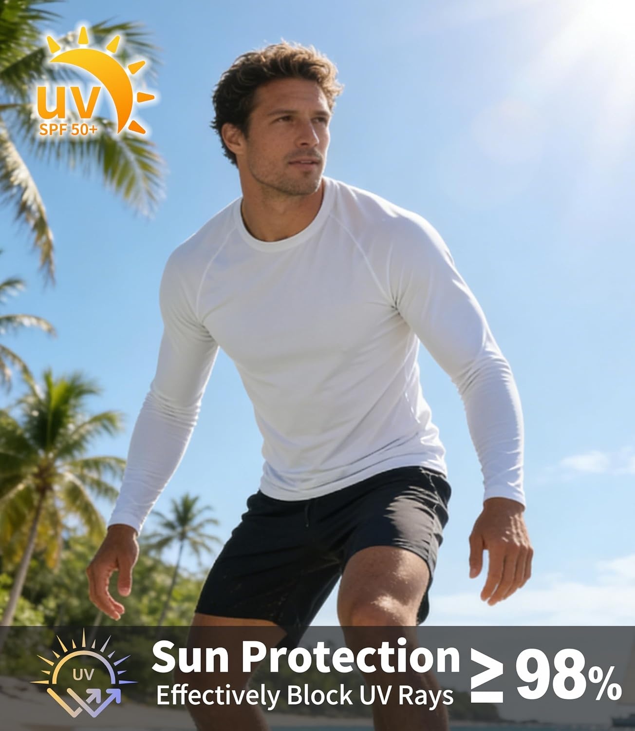 image:imageZITY Long Sleeve Shirts for Men UPF 50 Moisture Wicking Workout5 Packwhite5