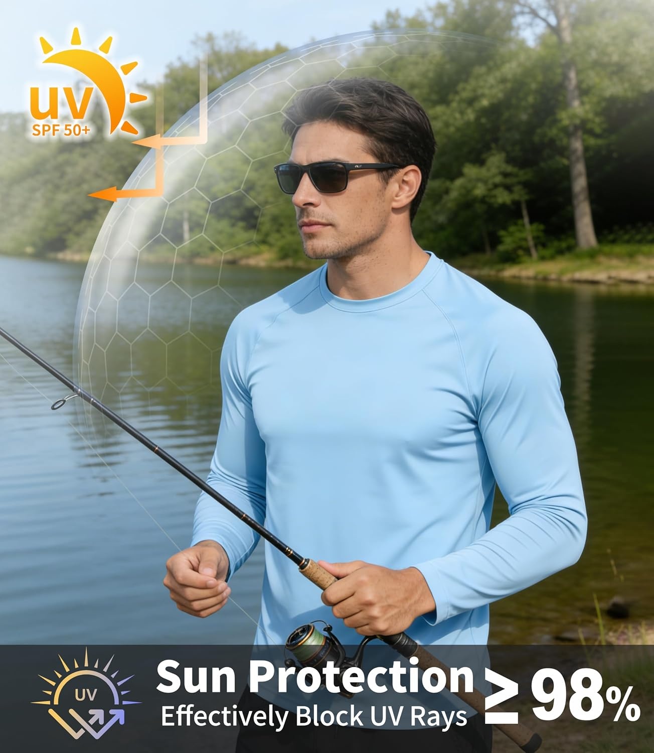 image:imageZITY Long Sleeve Shirts for Men UPF 50 Moisture Wicking Workout7 Packlight Grey3Light Blue4