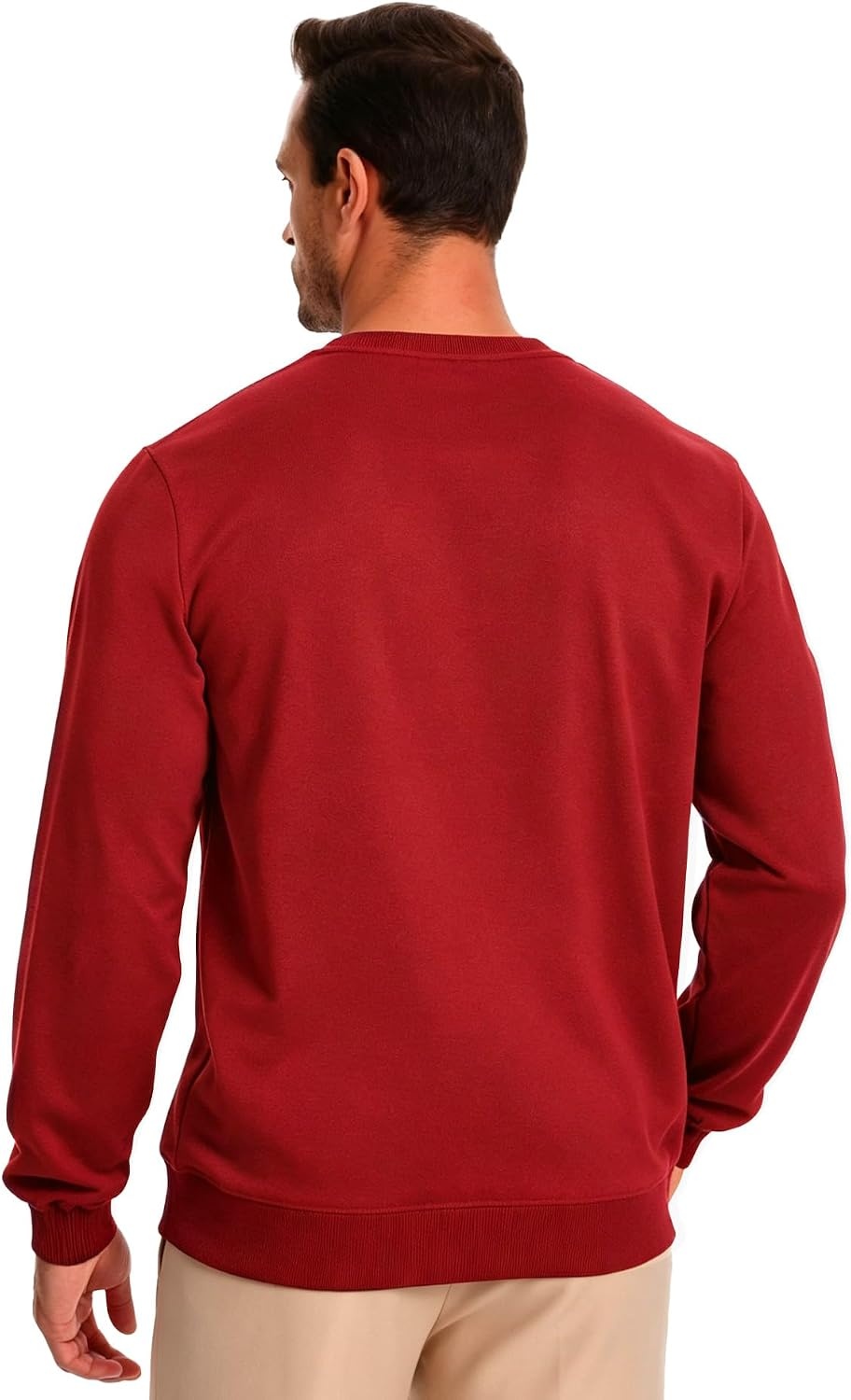 image:imageZITY Mens Athletic Crewneck Sweatshirt Classic Versatile Lightweight Long Sleeve Sweatshirts for Men RedXL