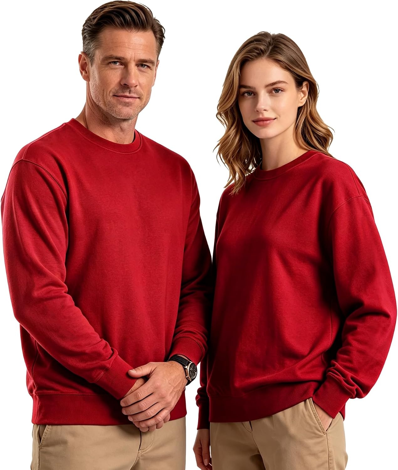 image:imageZITY Mens Athletic Crewneck Sweatshirt Classic Versatile Lightweight Long Sleeve Sweatshirts for Men RedXL