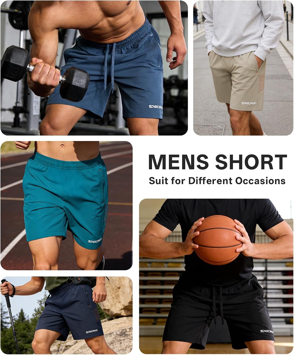 image:imageZITY Mens Athletic Running Shorts with Zipper PocketDark Grey
