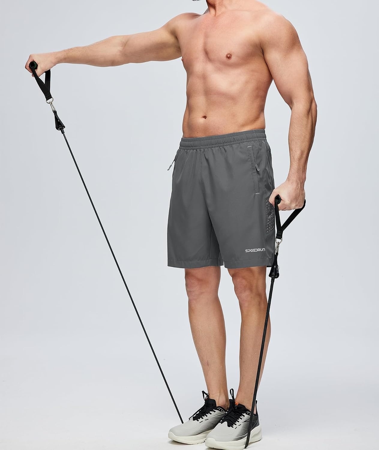 image:imageZITY Mens Athletic Running Shorts with Zipper PocketDark Grey