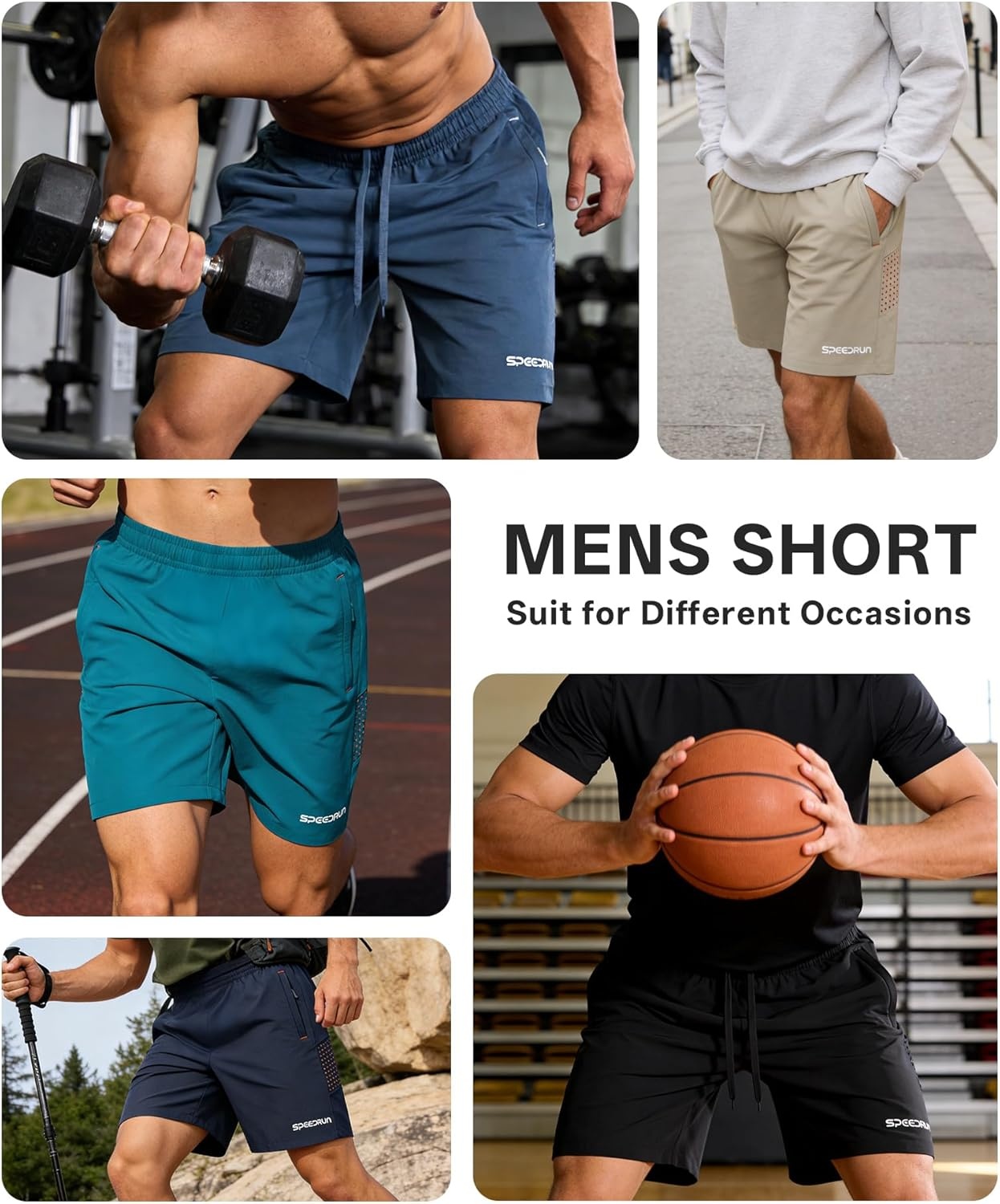 image:imageZITY Mens Athletic Running Shorts with Zipper PocketNavy