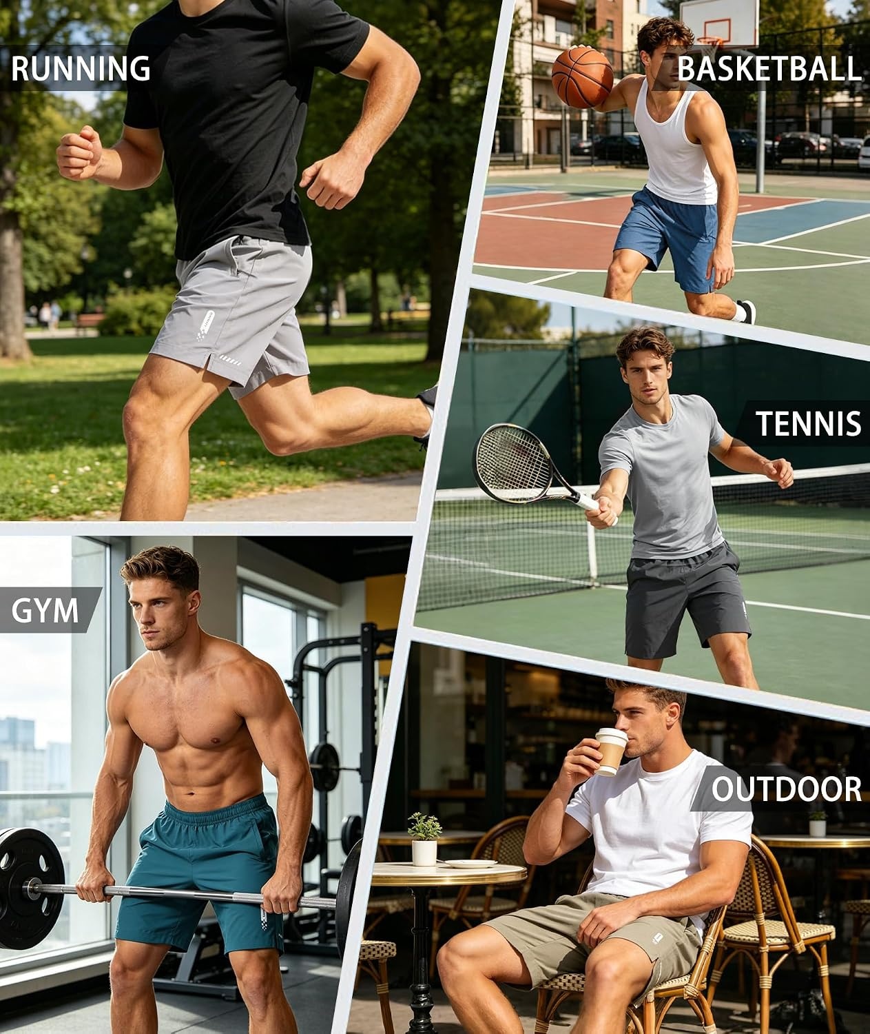 image:imageZITY Mens Athletic Running Shorts with Zipper PocketSlate Blue1