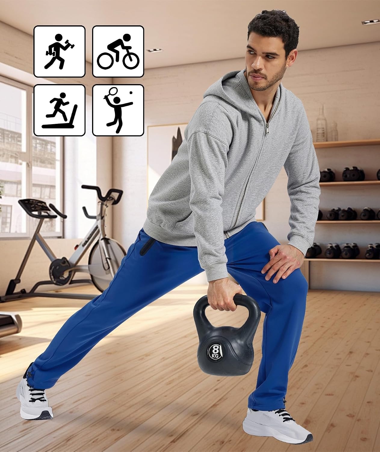 image:imageZITY Mens Fleece Joggers Warm Winter Sweatpants with Zipper PocketsBlue