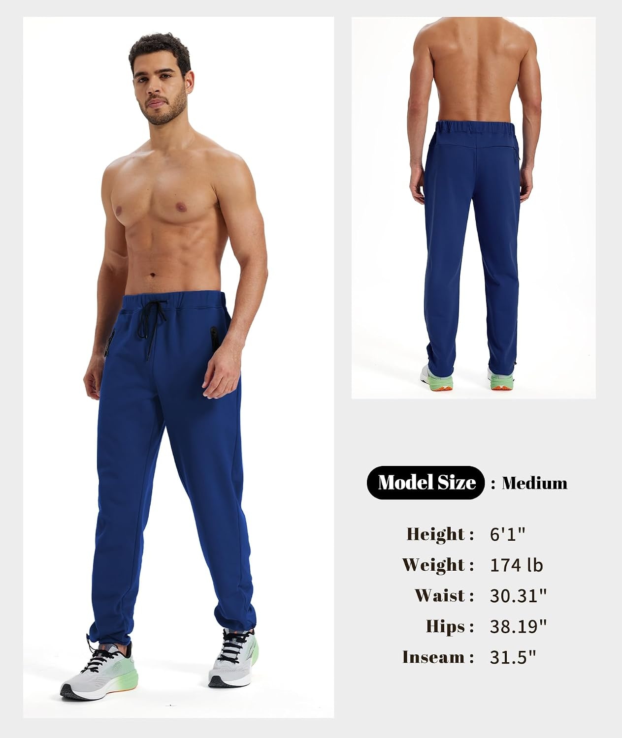 image:imageZITY Mens Fleece Joggers Warm Winter Sweatpants with Zipper PocketsNavy