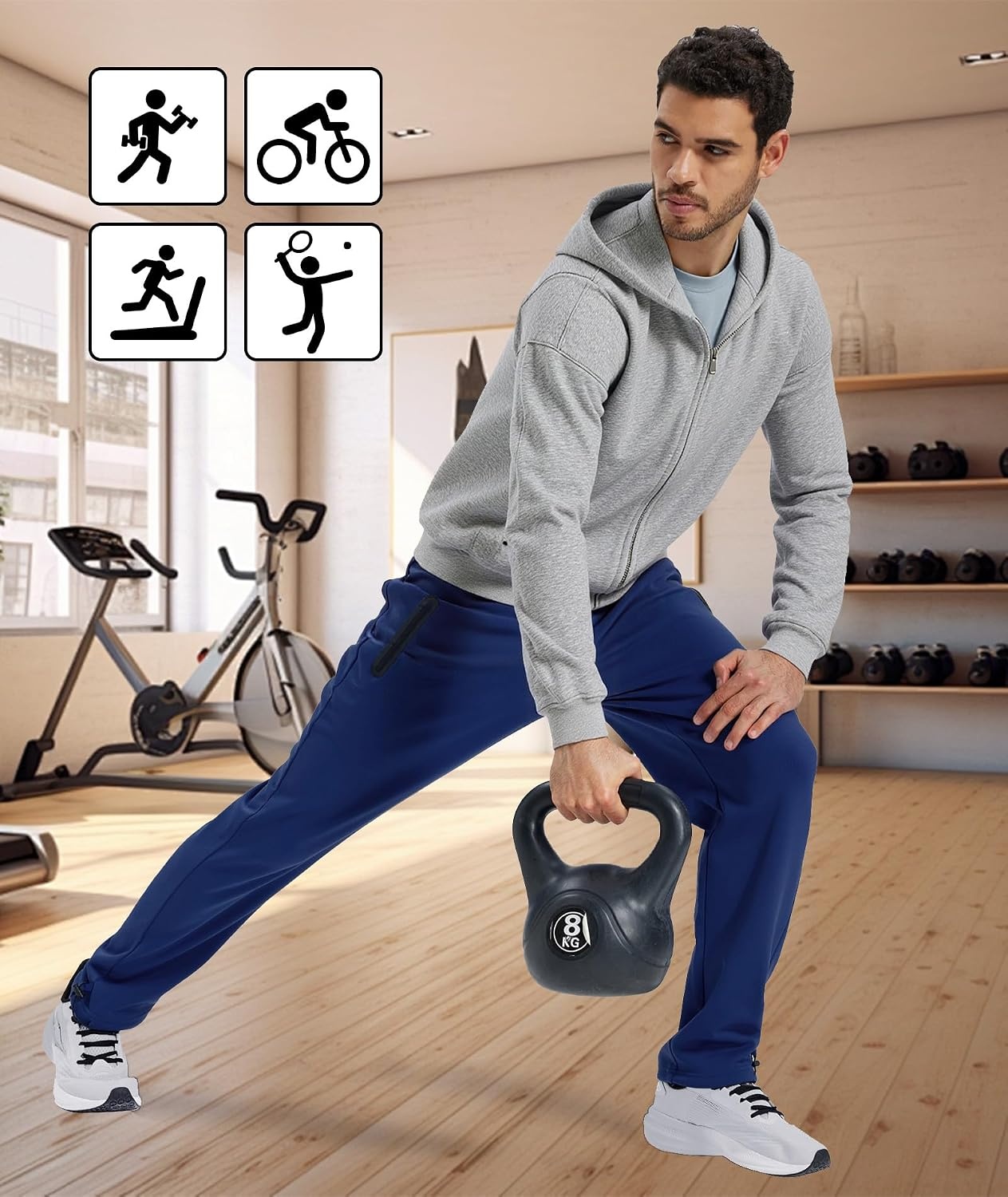 image:imageZITY Mens Fleece Joggers Warm Winter Sweatpants with Zipper PocketsNavy