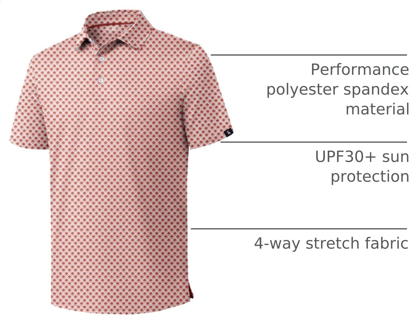 image:imageZITY Mens Golf Polo Shirts Short Sleeve Print Patterns Moisture WickingA Orange Light