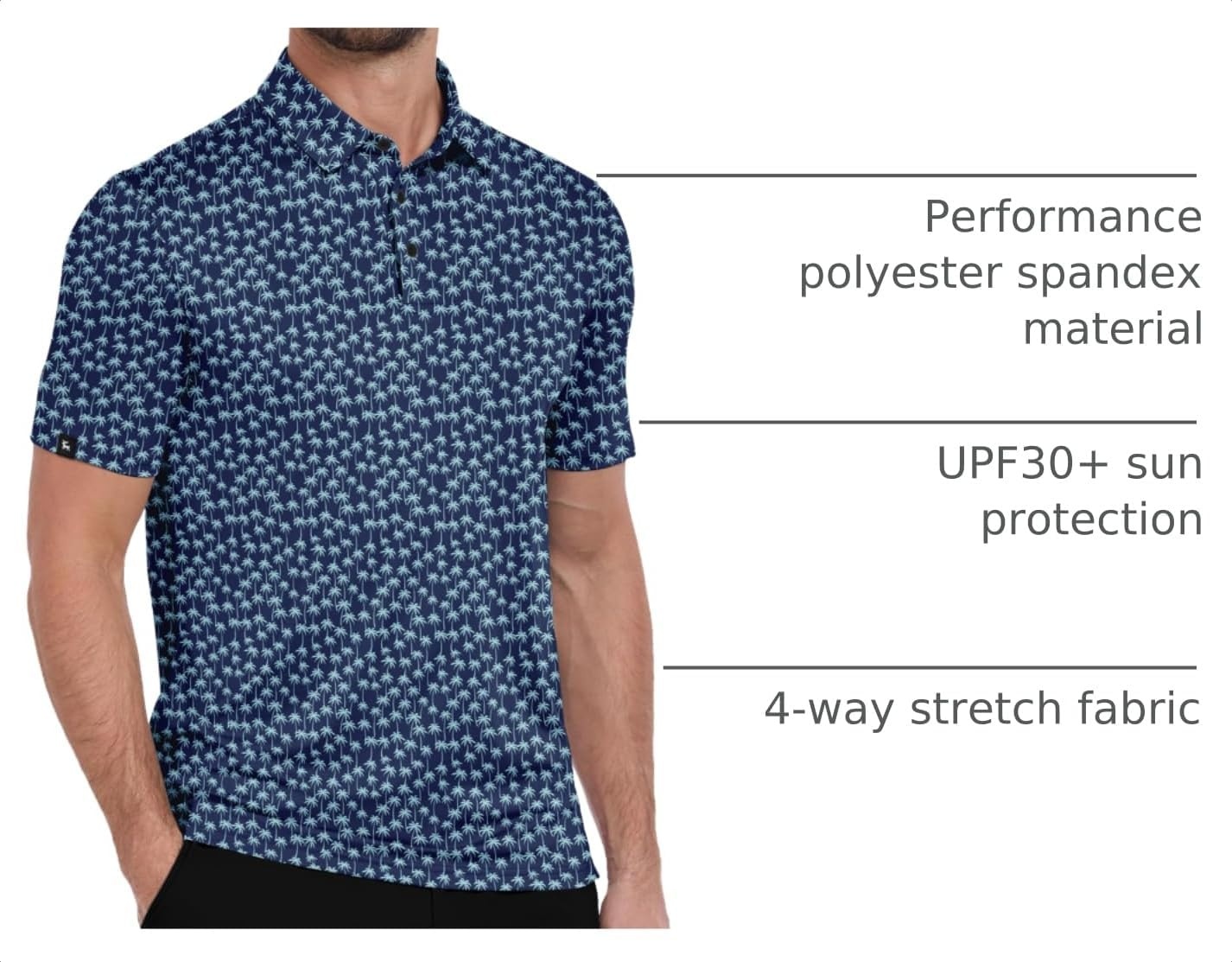 image:imageZITY Mens Golf Polo Shirts Short Sleeve Print Patterns Moisture WickingA Tibetan Palm Tree