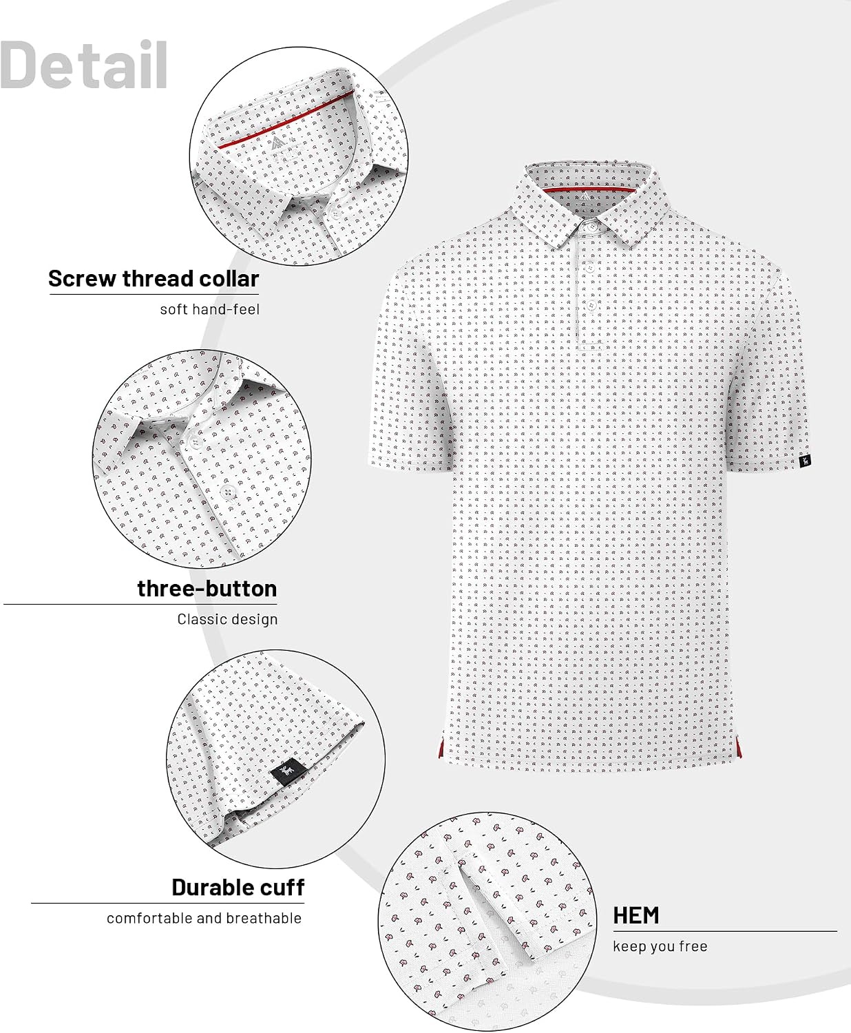 image:imageZITY Mens Golf Polo Shirts Short Sleeve Print Patterns Moisture WickingA White Fower