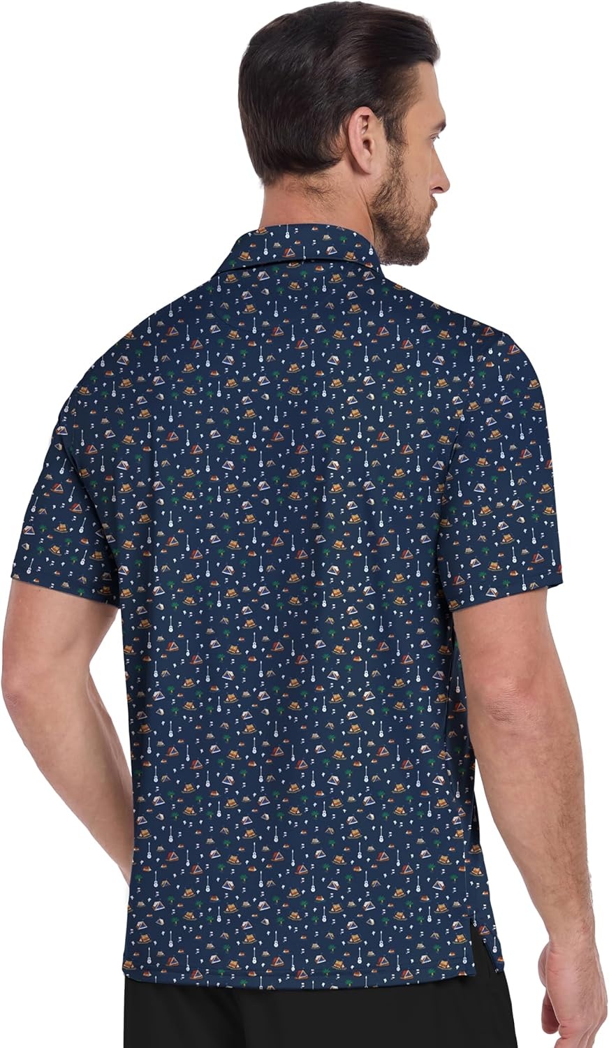image:imageZITY Mens Golf Polo Shirts Short Sleeve Print Patterns Moisture WickingB Navy Small Boat