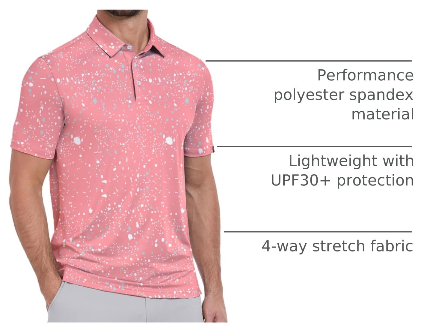 image:imageZITY Mens Golf Polo Shirts Short Sleeve Print Patterns Moisture WickingB Splashed Paint
